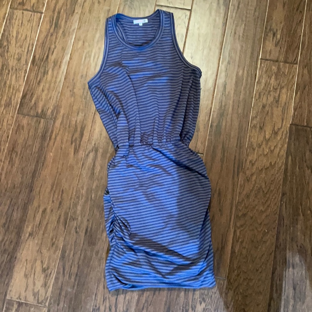 Sundry Blue striped rouched midi dress size 1